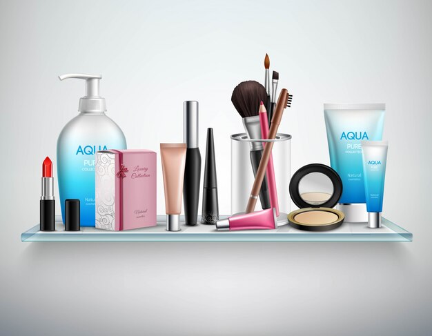 Makeup Cosmetics Zubehör Regal Realistisches Bild