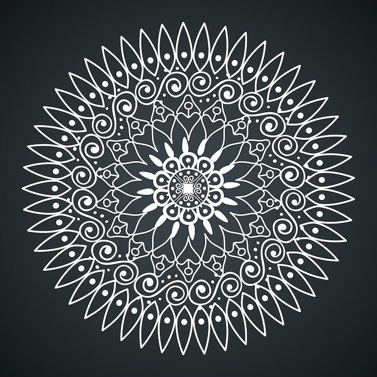 Kostenlose Vektor mandala auf der weißen farbe lokalisiert