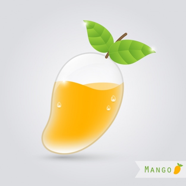 Kostenlose Vektor mango-saft glas mit mango innen