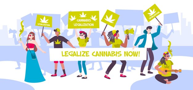 Manifestationstreffen zur illustration der cannabis-legalisierung