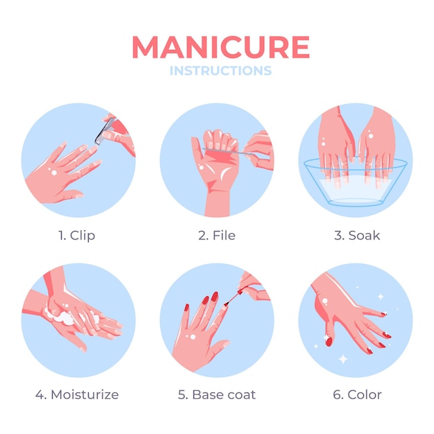 Kostenloser Vektor maniküre anweisungen infografik