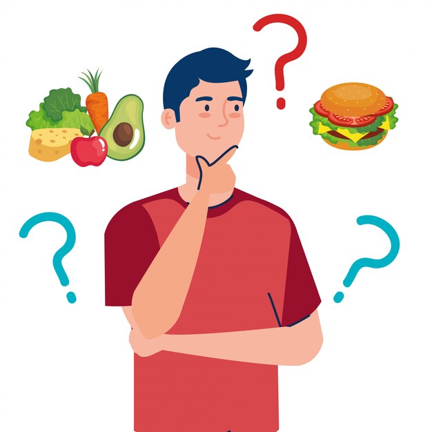 Realistisches Gesundes Und Junk Food Konzept Premium Vektor