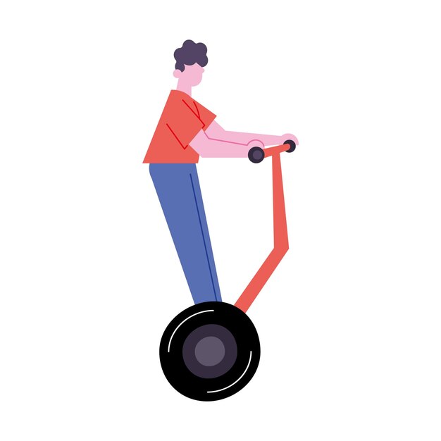 Mann mit einem zweirädrigen Elektro-Skateboard