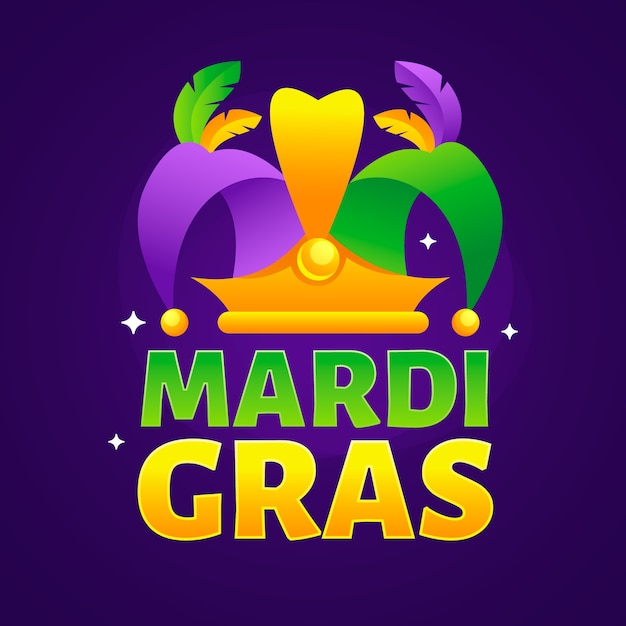 Kostenloser Vektor mardi gras fest text illustration mit farbverlauf