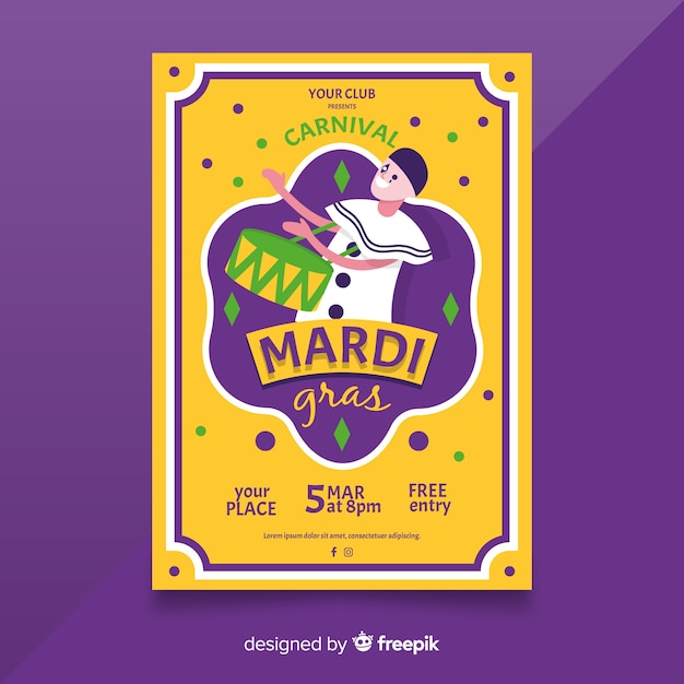 Mardi gras flyer vorlage