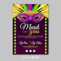 Kostenloser Vektor mardi gras flyer vorlage