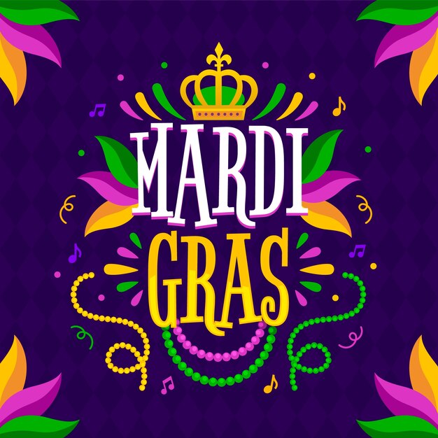 Mardi Gras-Textillustration mit Farbverlauf