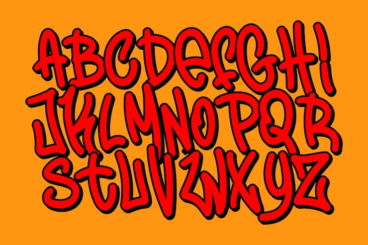 Kostenlose Vektor marker graffiti schriftart handschriftlich typografie vektorillustration
