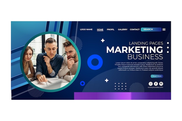 Kostenloser Vektor marketing business landing page vorlage