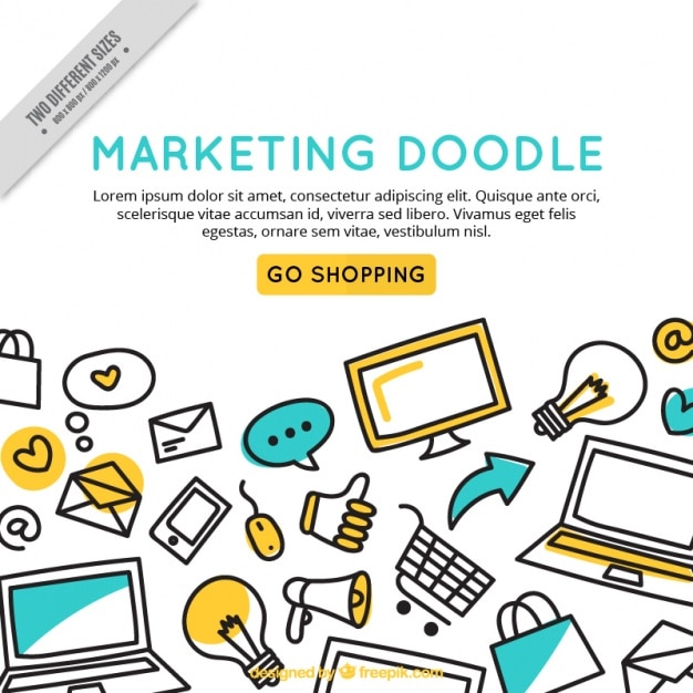 Marketing-doodle hintergrund vorlage