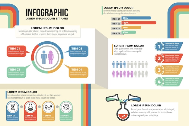 Kostenloser Vektor marketing-infografiken mit retro-farben