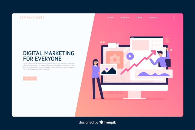 Marketing Konzept Landingpage Vorlage Kostenlose Vektor