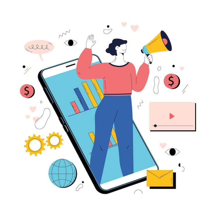 Kostenlose Vektor marketing-werbe-clipart illustriert