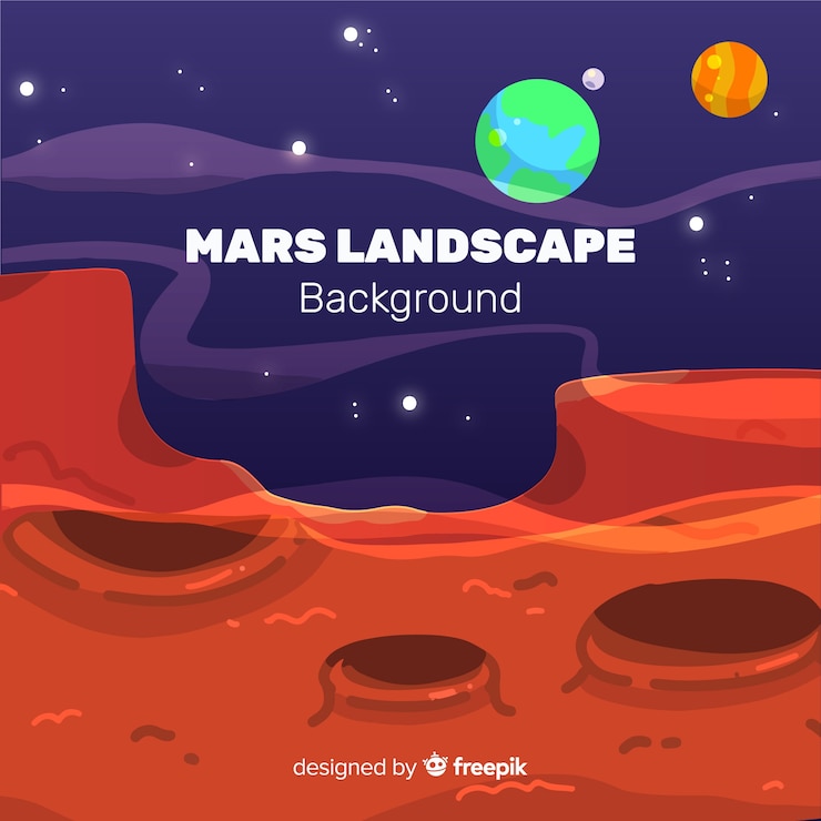 Kostenlose Vektor mars landschaft hintergrund