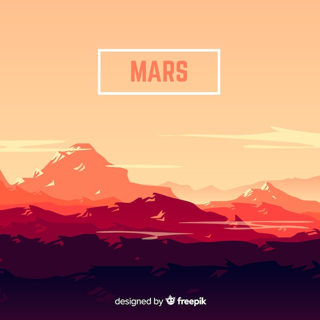 Mars-landschaftshintergrund mit flachem design