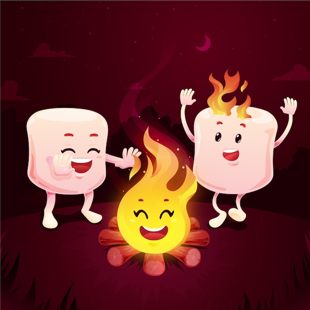 Marshmallow-illustration mit farbverlauf