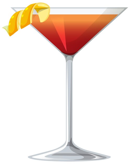 Martinez-Cocktail im Glas auf weißem Hintergrund
