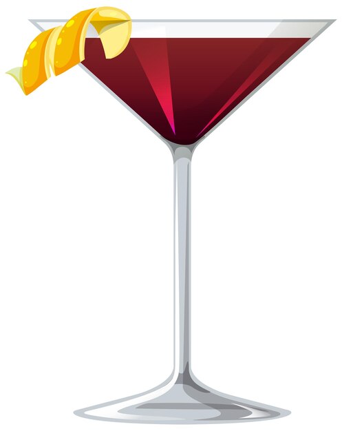 Martinez-Cocktail im Glas auf weißem Hintergrund
