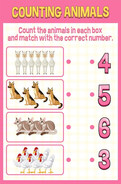 Match by count mit verschiedenen arten von tieren