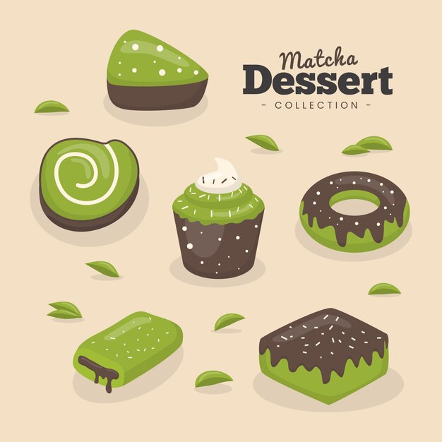 Matcha Dessertkollektionskonzept