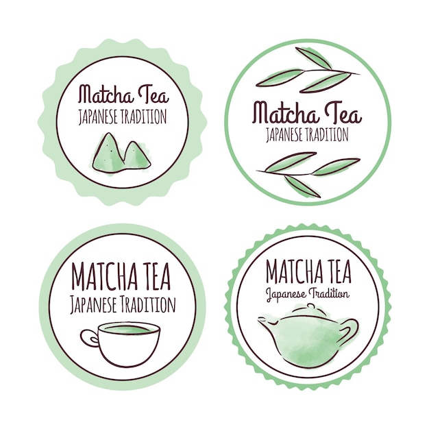 Matcha tee abzeichen konzept