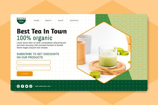 Kostenloser Vektor matcha tee landing page