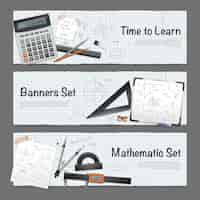 Kostenloser Vektor mathematische wissenschaft banner set