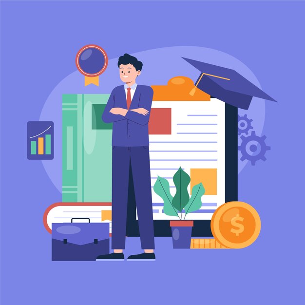 MBA-Illustration im flachen Design