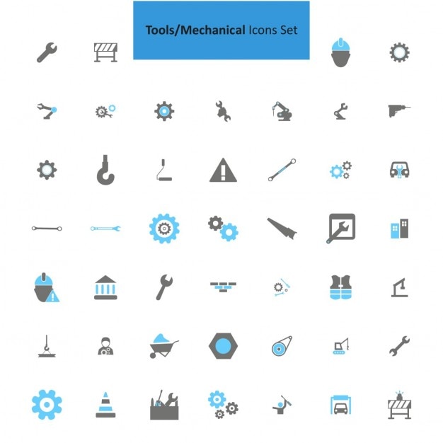 Mechanische Werkzeuge Icon-Set
