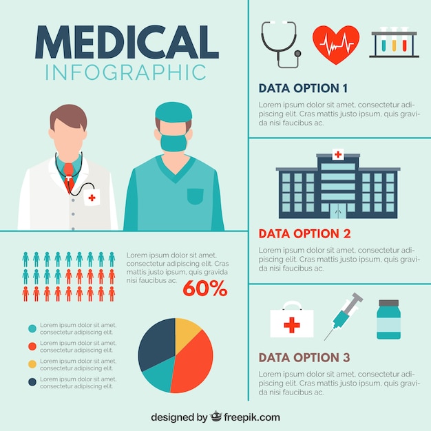Kostenloser Vektor medical infografik mit arzt und chirurg