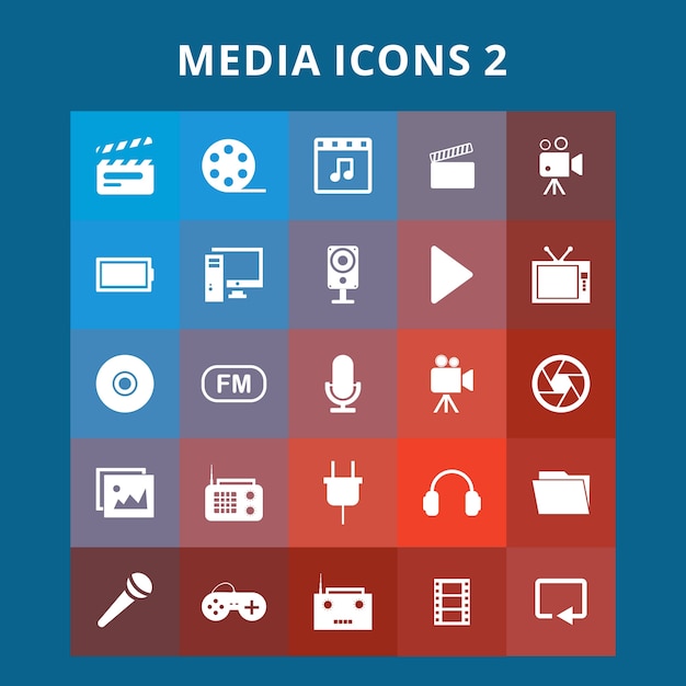 Kostenloser Vektor medien icons set