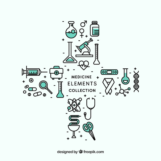 Kostenloser Vektor medizin-elemente hintergrund