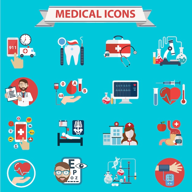 Kostenloser Vektor medizinische ikonen-sammlung