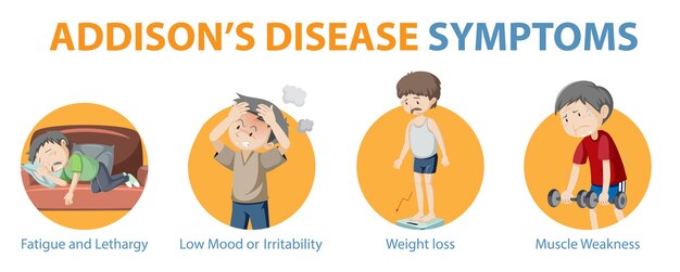 Medizinische Infografik der Symptome der Addison-Krankheit