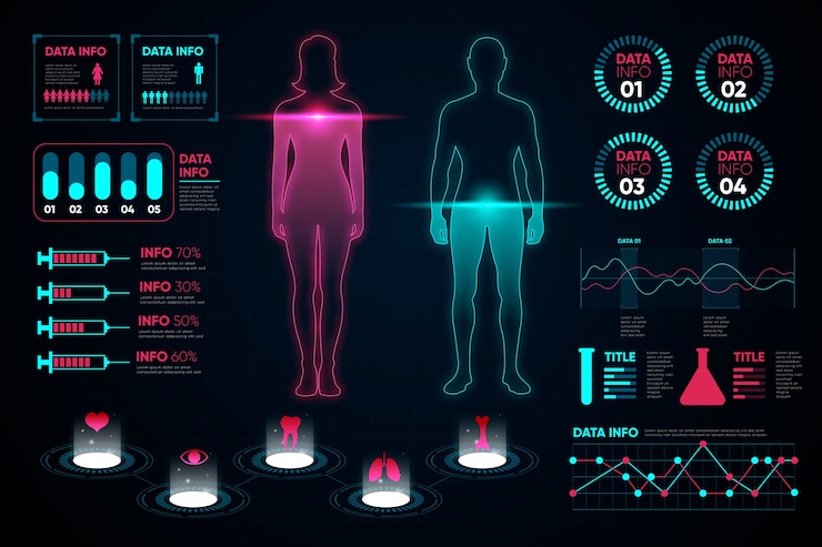 Kostenlose Vektor medizinische infografik frauen- und mann-diagramme