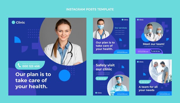 Medizinische Instagram-Beiträge im flachen Design