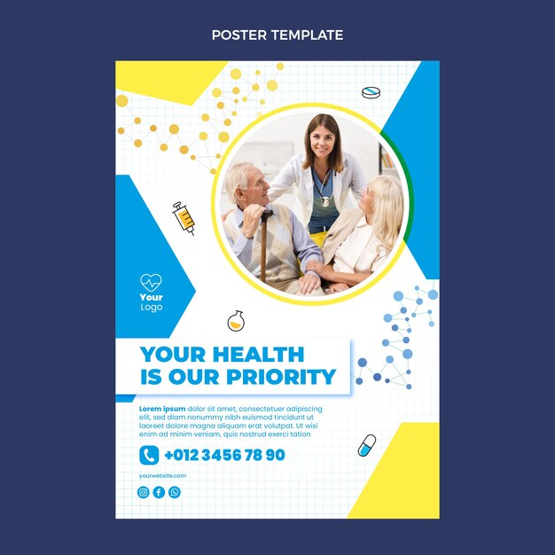 Medizinische Plakatschablone des flachen Designs