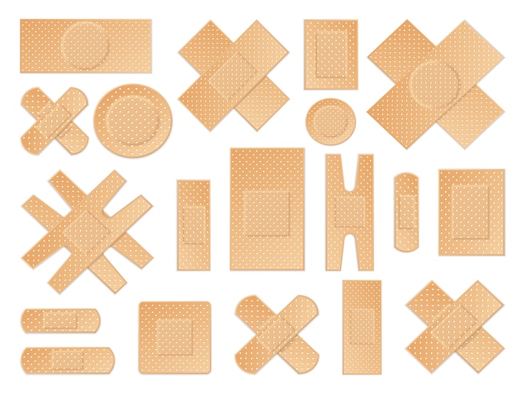 Kostenlose Vektor medizinische putze perforated realistic set