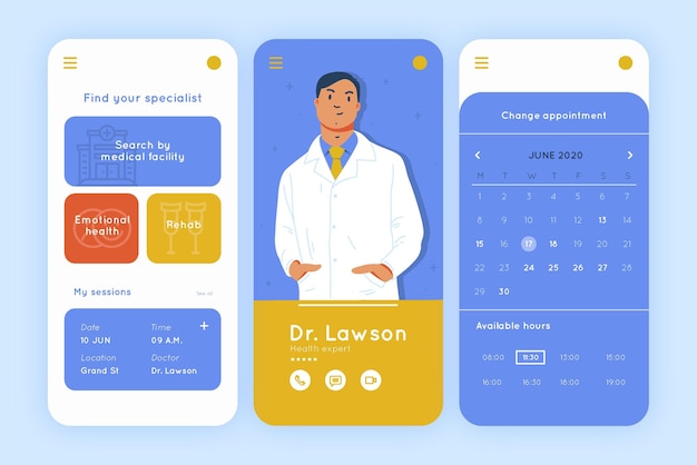 Kostenloser Vektor medizinisches buchungs-app-konzept