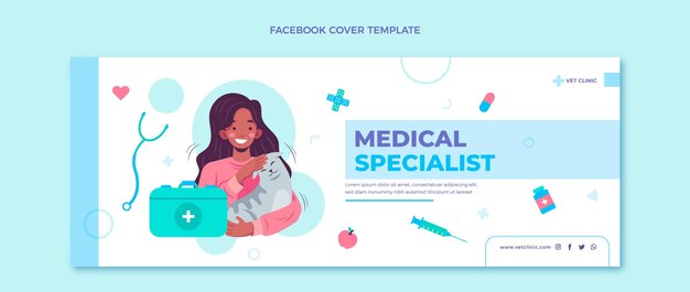 Medizinisches Facebook-Cover im flachen Design