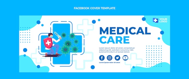 Medizinisches facebook-cover im flachen design