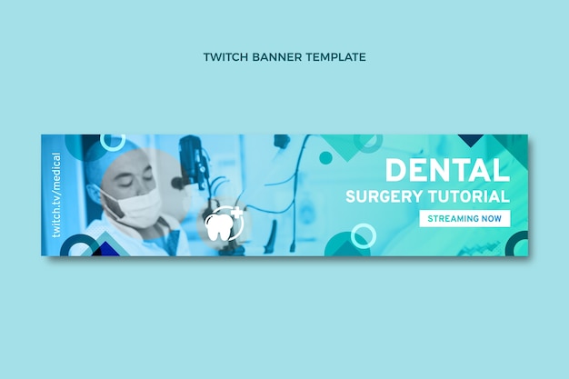 Kostenloser Vektor medizinisches twitch-banner mit farbverlauf