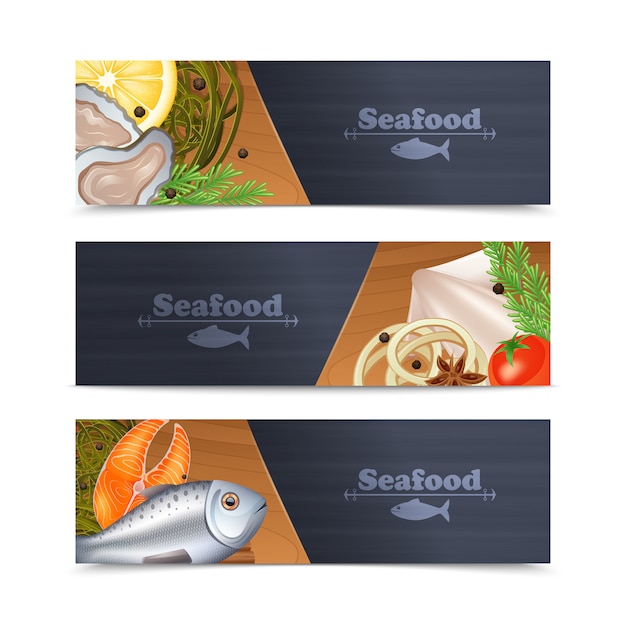 Meeresfrüchte-banner-set