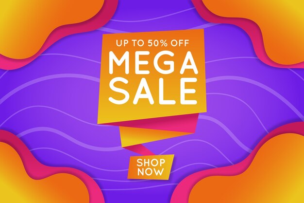 Mega Sale Banner im Origami-Stil