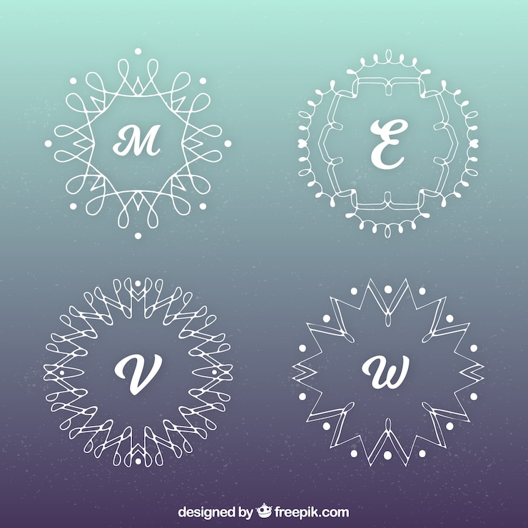 Kostenlose Vektor mehrere monogramme mit geometrischen formen
