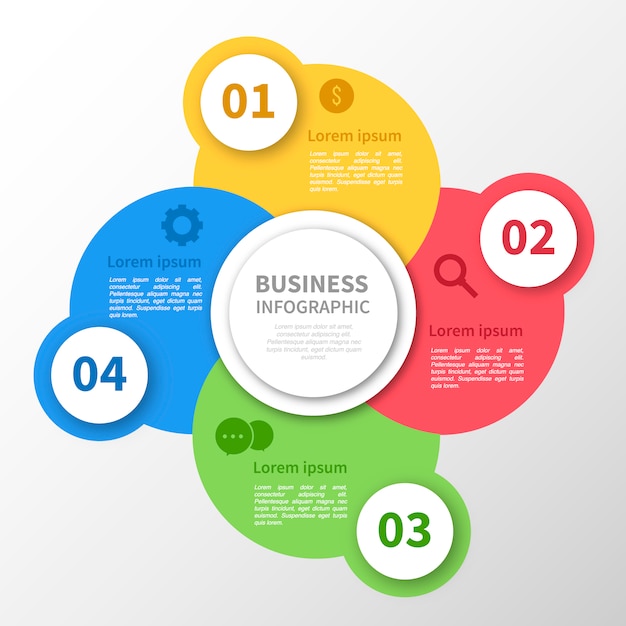Kostenloser Vektor mehrfarbige kreise infografik design