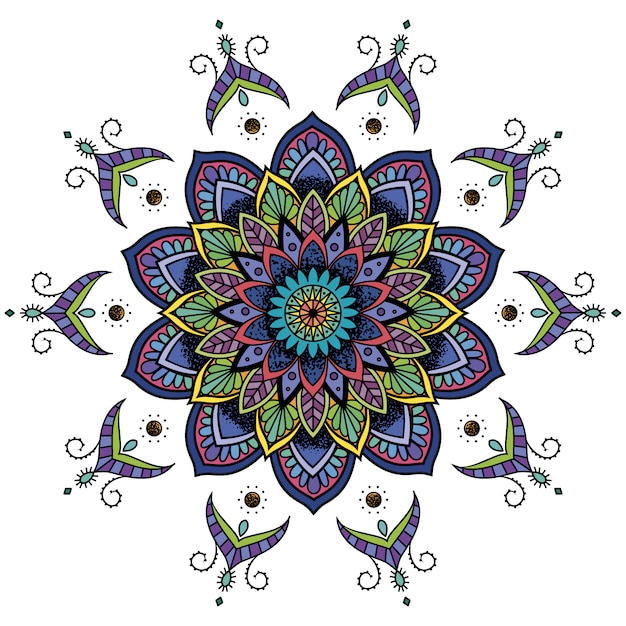 Kostenloser Vektor mehrfarbige mandala-design