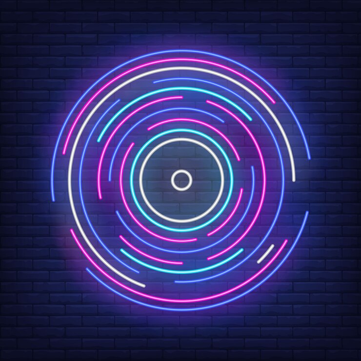Kostenlose Vektor mehrfarbige runde linien im neonstil