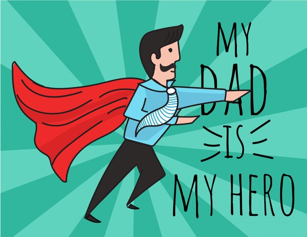 Dad, du bist mein held karte Kostenlose Vektor