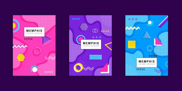 Kostenloser Vektor memphis design cover kollektion